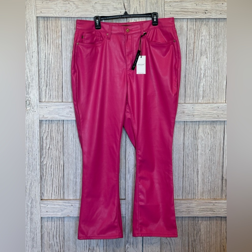 Judy Blue Pink Faux Leather Pants sz 18 NWT